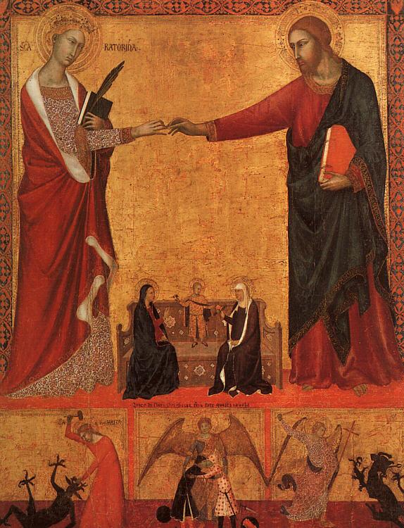 Barna da Siena The Mystical Marriage of St.Catherine Norge oil painting art